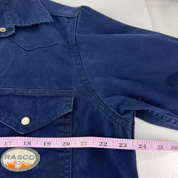 Rasco L FR Fire Resistant Light Snap Up Navy Men's Utility Work Wear NR755 CAT2 - Picture 13 of 14